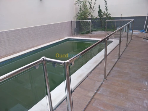 Rampe et gard corp en inox et verre