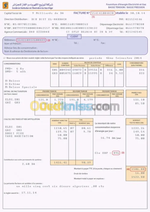 Paiement de differentes factures 