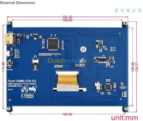 ÉCRAN TACTILE 5 /7 POUCES Raspberry pi 