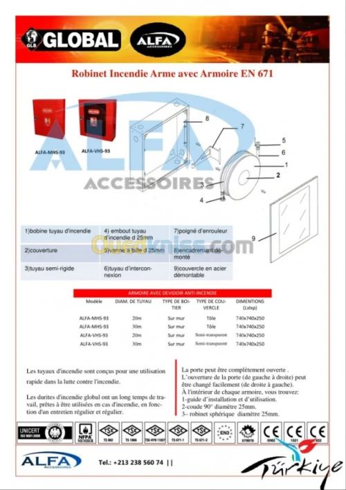 Robinet Incendie Arme avec Armoire RIA