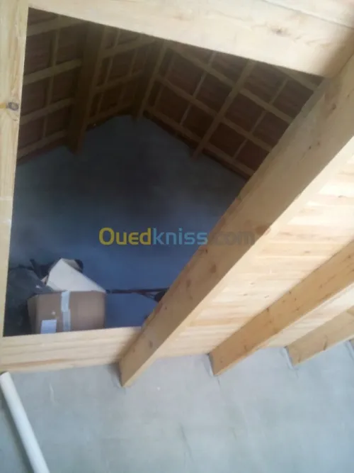 charpente en bois + pose tuile