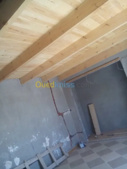 charpente en bois + pose tuile