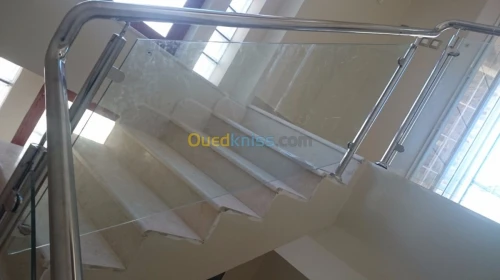 Rampes escalier Moderne verre-inox