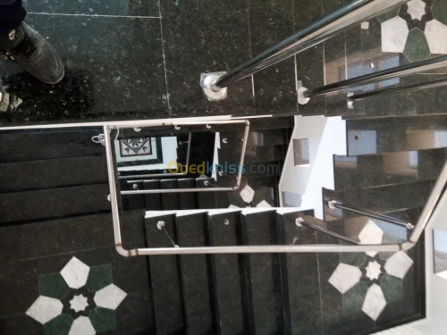 Rampes escalier Moderne verre-inox