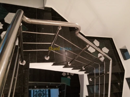 Rampes escalier Moderne verre-inox