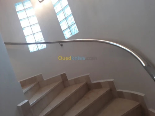 Rampes escalier Moderne verre-inox