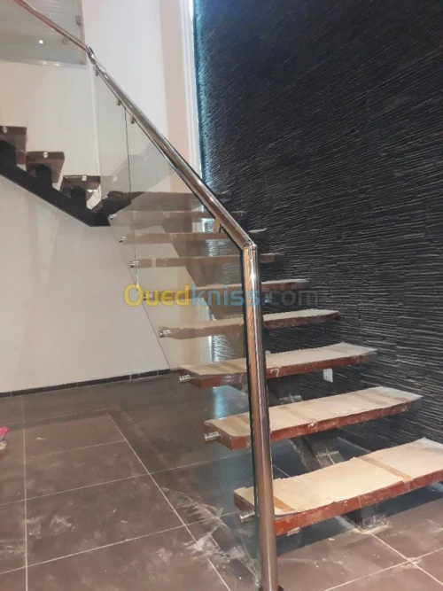 Rampes escalier Moderne verre-inox