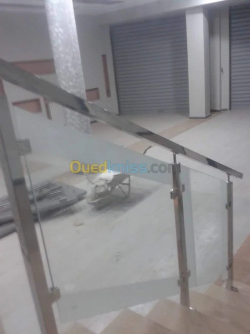 Rampes escalier Moderne verre-inox