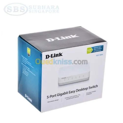 D-LINK DGS-1005A SWITCH 5 PORTS GIGABIT - PLUG AND PLAY - BOÎTIER COMPACT - ÉCONOMIE D'ÉNERGIE