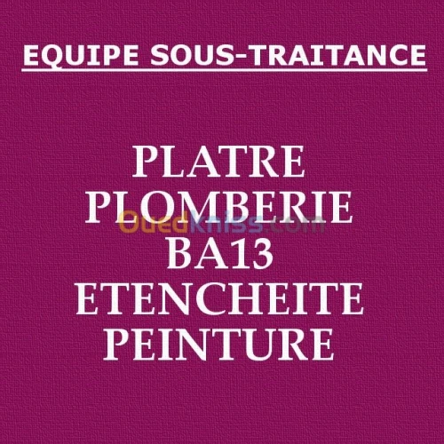 platre Plomberie, BA13, Peinture...etc