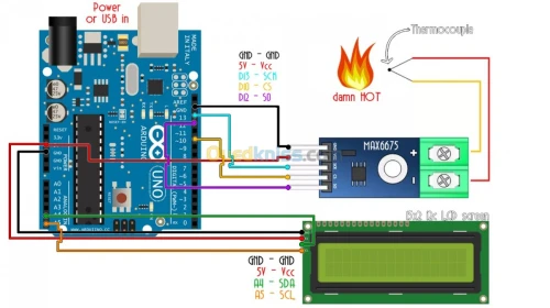 MODULE MAX6675 + CAPTEUR THERMOCOUPLE ARDUINO