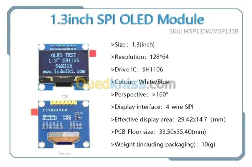 Ecran Oled 0.91/0.96/1.3/1.54/2.42/3.1 arduino