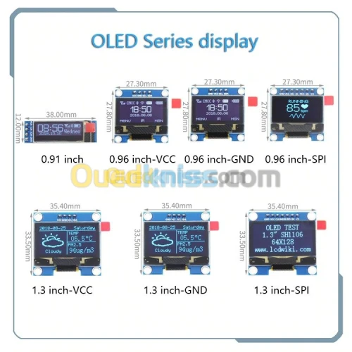 Ecran Oled 0.91/0.96/1.3/1.54/2.42/3.1 arduino