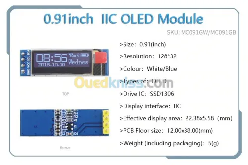 Ecran Oled 0.91/0.96/1.3/1.54/2.42/3.1 arduino