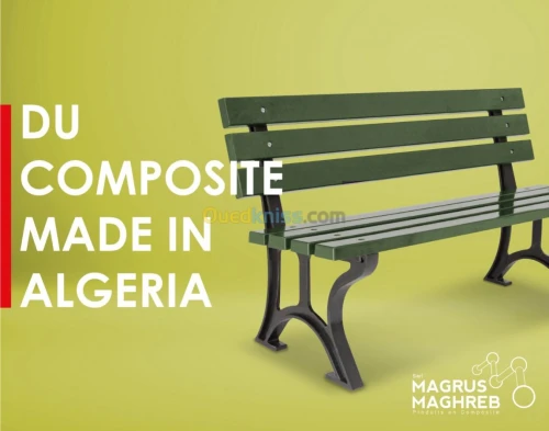 Banc de jardin et tampon en composite