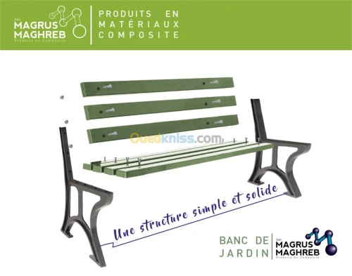 Banc de jardin et tampon en composite