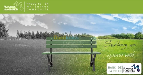 Banc de jardin et tampon en composite