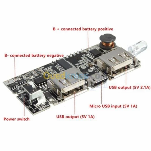 Arduino - Chargeur de batterie USB 5V 1A 2.1A (noir) / USB 5V 2,4 A (vert)