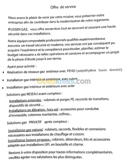  travaux de  gaz