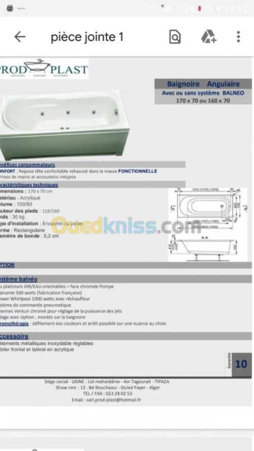 FABRICANT DE BAIGNOIRES ET D'ARTICLES