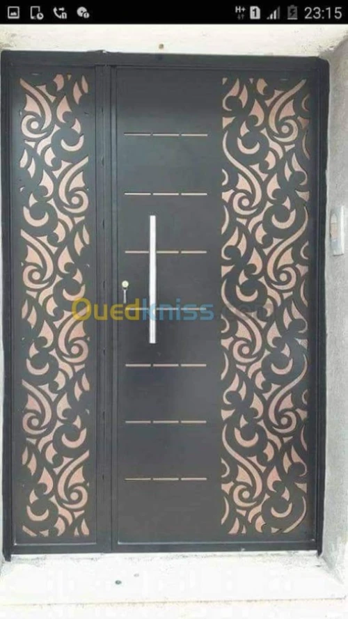 Porte portail et rampe d'escaliers 