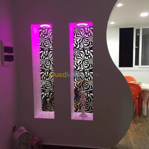Faux plafond séparation meubles tv