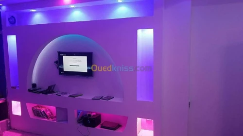 Faux plafond séparation meubles tv