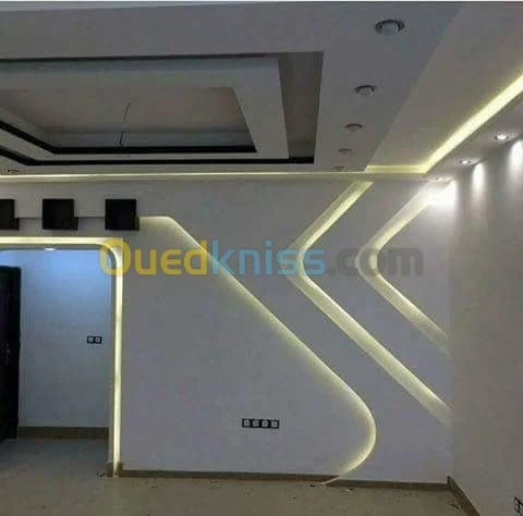 Faux plafond séparation meubles tv