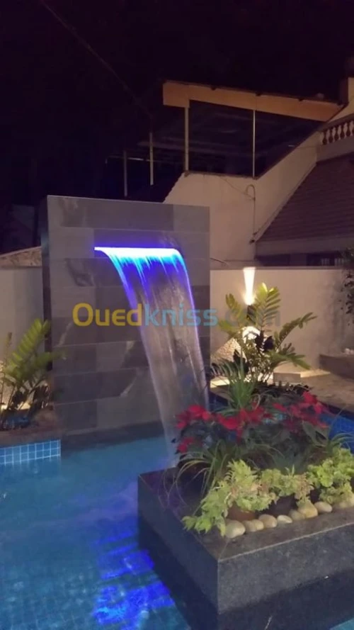 conception et réalisation de fontaine, cascade d'eau et jet d'eau, تصميم النافورة والشلال المائي