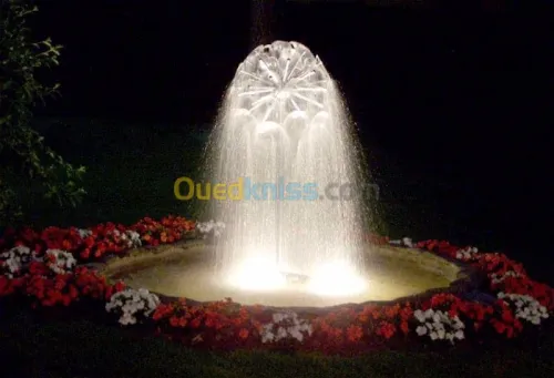 conception et réalisation de fontaine, cascade d'eau et jet d'eau, تصميم النافورة والشلال المائي
