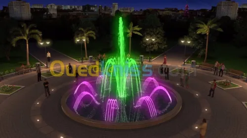 conception et réalisation de fontaine, cascade d'eau et jet d'eau, تصميم النافورة والشلال المائي