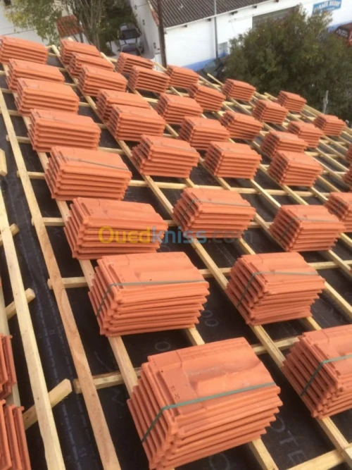 Charpente tuile et faux plafond bois