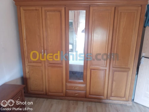 Armoire en hêtre 5portes avec 2 tiroirs 