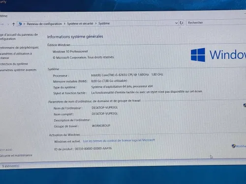 DELL LATITUDE 3500 / INTEL I5 8 EME / 8 G / 256 SSD /15.6 FHD