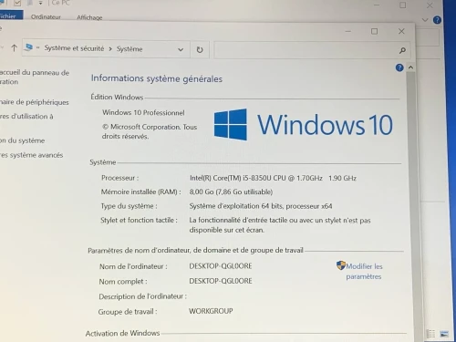 DELL LATITUDE 5490 / INTEL I5 8EME / 8G / 256 SSD NVME / 14 / FHD