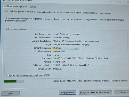 LOT 10 DELL LATITUDE 5490/5480 / INTEL I5 7EME / 8G / 256 SSD NVME / 14 / FHD