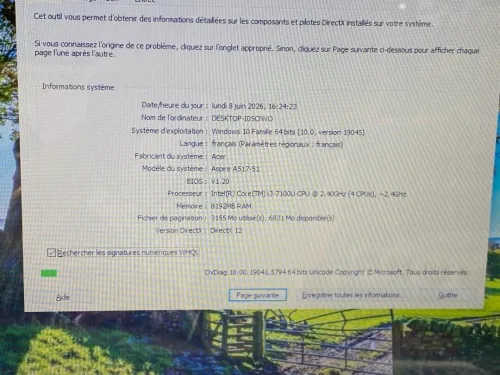 ACER ASPIRE 05 INTEL I3 7EME  /8G/ 256 SSD +/17.3