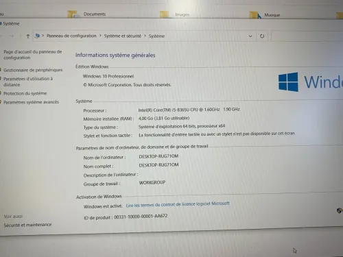 DELL LATITUDE 5500 / INTEL I5 8 EME / 8 G / 256 SSD NVME / 15.6 FHD