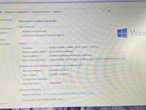 DELL LATITUDE 5591 / INTEL I5 8 EME H / 12 G / 256 / 15.6 FHD