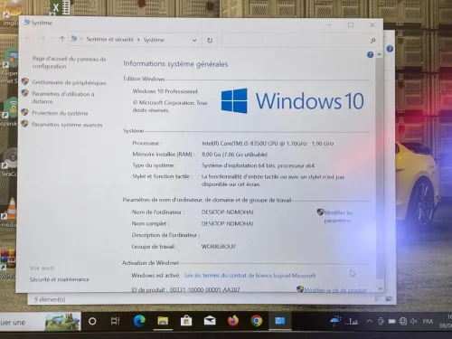 DELL LATITUDE 5400 / INTEL I5 8EME / 8 G / 256 / 14 FHD+CARTABLE