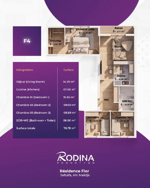 Vente Appartement F4 Alger Ain naadja