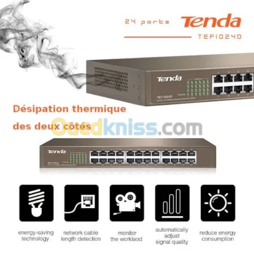 SWITCHEUR TENDA RAKABLE 24 PORTS TEF1024D