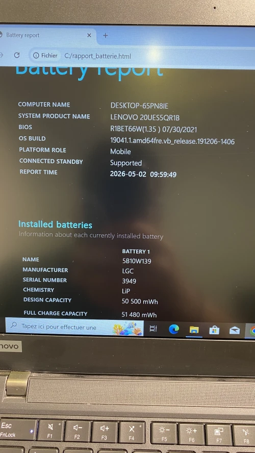 LENOVO T14 RYZEN 5 PRO 04TH 8RAM 256SSD ÉTAT 10/10