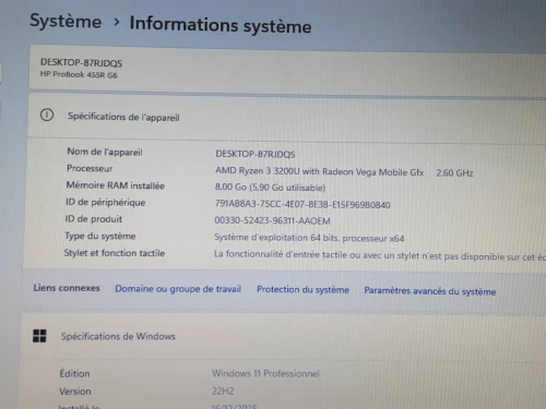 HP PROBOOK 455 G6 / RAYZEN 3 3200 / 8G / 256 SSD /15.6 FHD