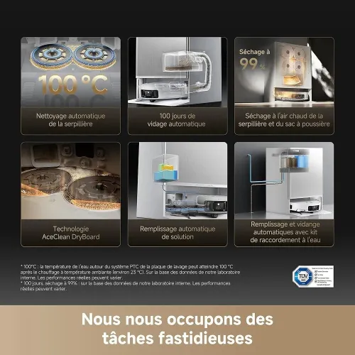 Robot Aspirateur Laveur DREAME MatriX10 Ultra blanc avec serpillères auto-interchangeables