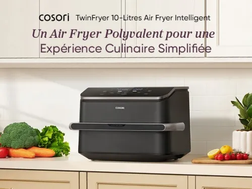 COSORI Air Fryer 10L Twinfry Friteuse sans Huile Double Résistance Airfryer à Dual Zone Avec Séparateur Amovible 5-en-1 2400W