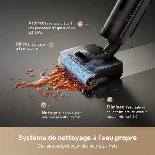 dreame H15 Mix Aspirateur Laveur 7-en-1 Bras robotique IA Nettoyage des Bords Triple 23 000 Pa