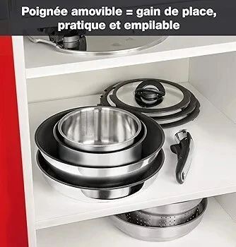 Batterie de cuisine Seb Compact inox 10 pcs L953SA04