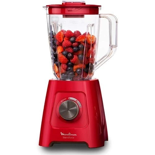 Moulinex Blender Mixeur Électrique Blendforce Bol Plastique 2L - 600W- Lm420510 - Rouge