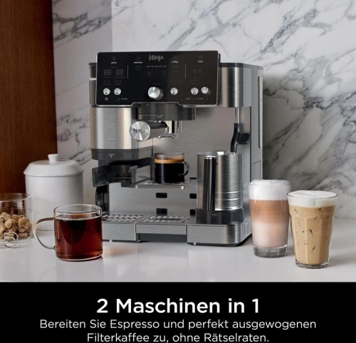 Machine à café - NINJA - 3en1 ES601EU Luxe Premier - 1650 W - 2 Litres - Acier inoxydable